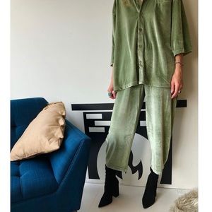 Red Sky Velour Set - Sage